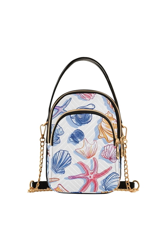 Women Starfish Shells Conch Chain Crossbody Bags Shoulder Handbag Phone Purse