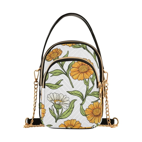 joogoo Women Summer Sunflower Chain Crossbody Bags Shoulder Handbag Phone Purse