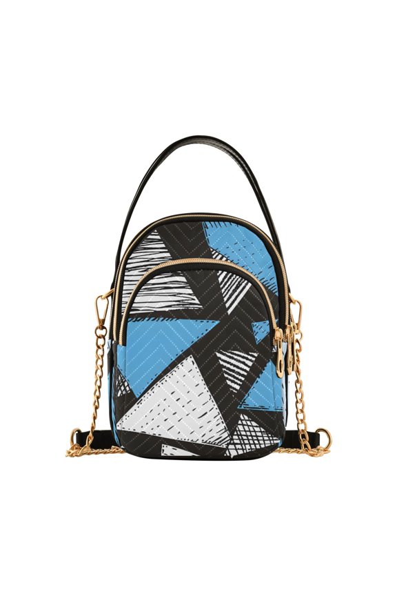 Women Triangle Geometry Artistic Chain Crossbody Bags Shoulder Handbag Phone Purse