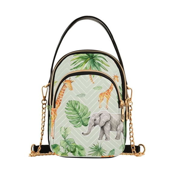 joogoo Women Tropical Elephant Giraffe Chain Crossbody Bags Shoulder Handbag Phone Purse