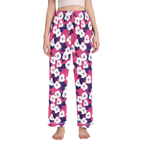 joogoo Women Tropical Flowers-t8 Pajamas Pants Lounge Bottoms Pjs with Pockets XL