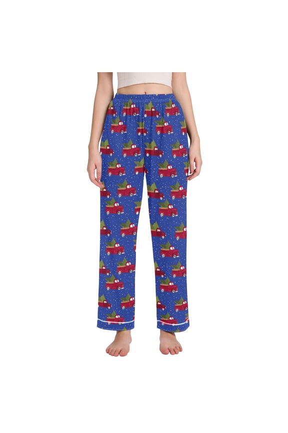 Women Trucks Polka Dots Pajamas Pants Lounge Bottoms Pjs with Pockets XXL