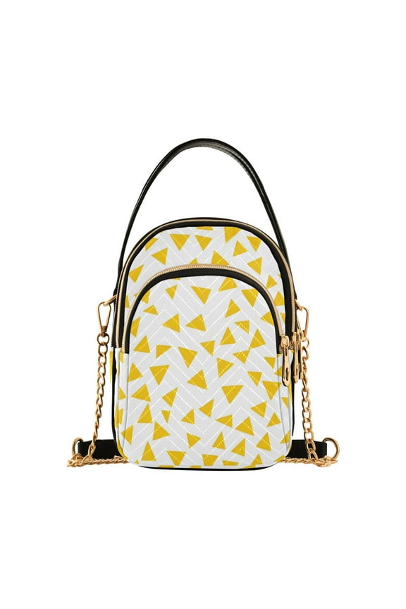 Women Yellow Triangle Chain Crossbody Bags Shoulder Handbag Phone Purse