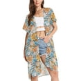 thumbnail image 1 of joogoo Women's Abstract Rose Flowers Beach Cover Up Kimono Swimsuit Summer Cardigan Swimwear S, 1 of 6