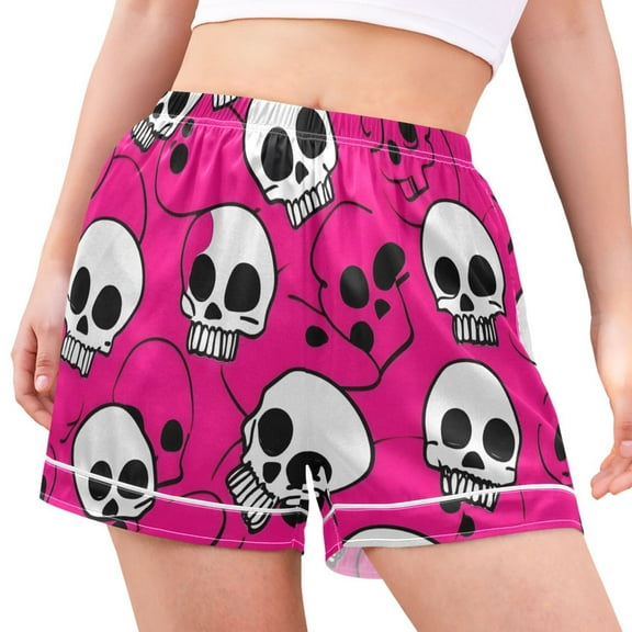 joogoo Women's Pajama Lounge Shorts Art Skull Line Bottoms Sleep Short M