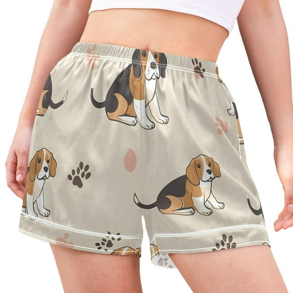 joogoo Women's Pajama Lounge Shorts Beagle Dog Bottoms Sleep Short L