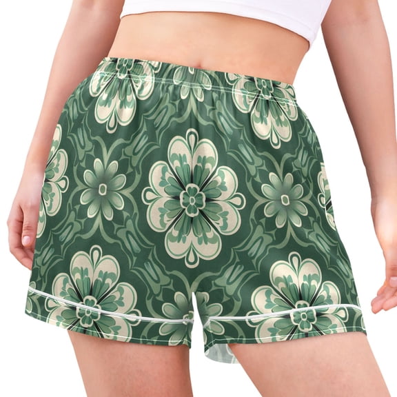 joogoo Women's Pajama Lounge Shorts Boho Art Flowers Bottoms Sleep Short XXL