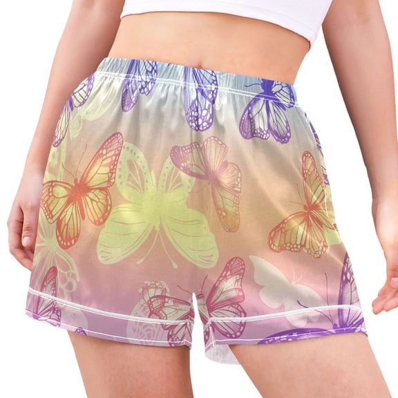 joogoo Women's Pajama Lounge Shorts Butterflies Fly with Gradient Bottoms Sleep Short XL