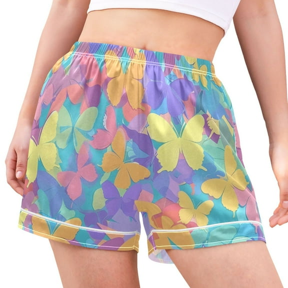 joogoo Women's Pajama Lounge Shorts Butterflies Paint Bottoms Sleep Short XXL