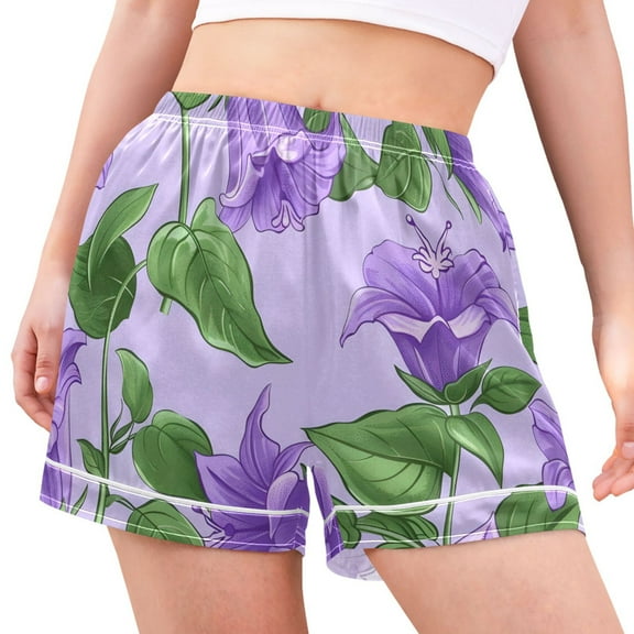 joogoo Women's Pajama Lounge Shorts Campanula Flowers Bottoms Sleep Short S