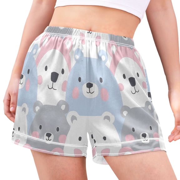 joogoo Women's Pajama Lounge Shorts Cartoon Cute Bear Face Bottoms Sleep Short L