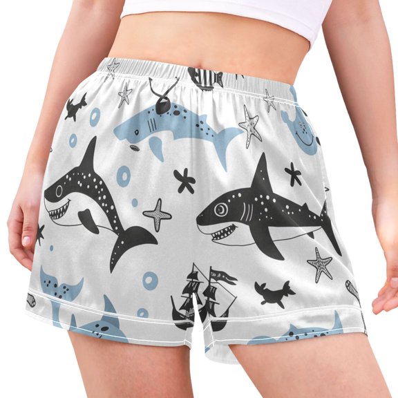 joogoo Women's Pajama Lounge Shorts Cartoon Shark Fish Bottoms Sleep Short XXL