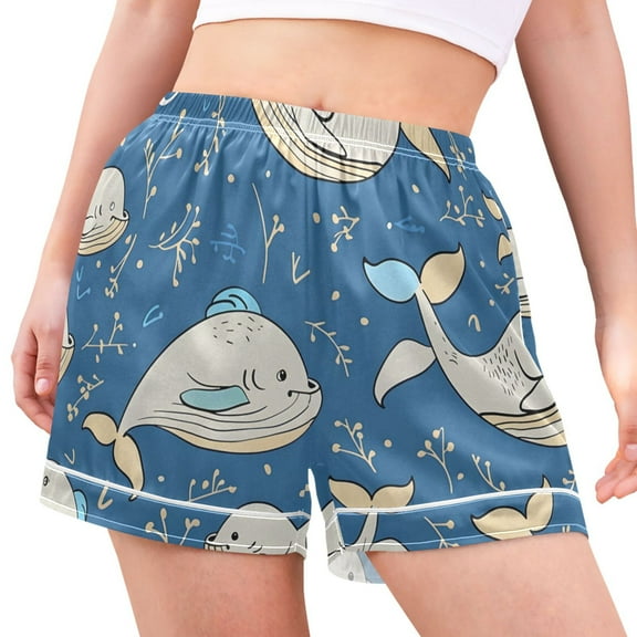 joogoo Women's Pajama Lounge Shorts Cartoon Whale Bottoms Sleep Short XXL