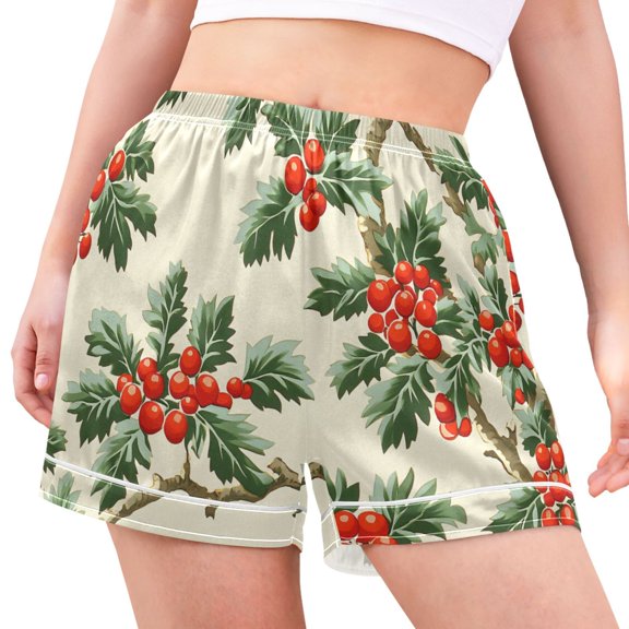 joogoo Women's Pajama Lounge Shorts Cherry Fruit Bottoms Sleep Short L