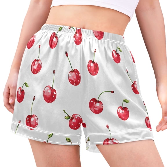 joogoo Women's Pajama Lounge Shorts Cherry Fruit Bottoms Sleep Short M