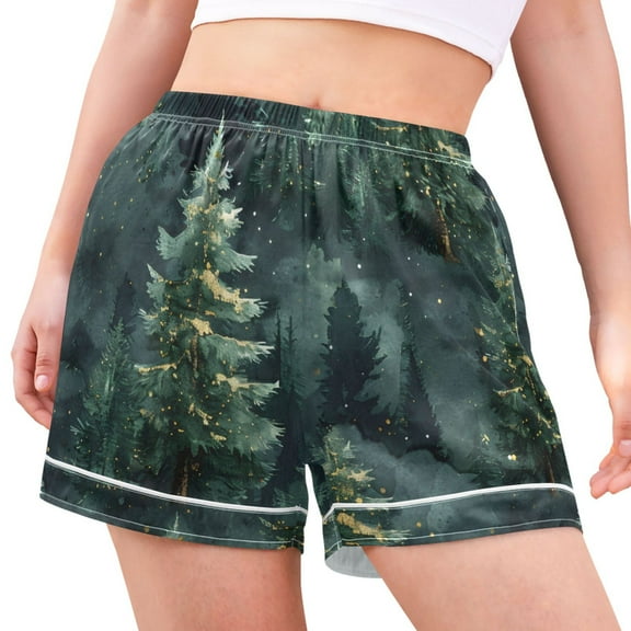joogoo Women's Pajama Lounge Shorts Christmas Trees Plant Bottoms Sleep Short S