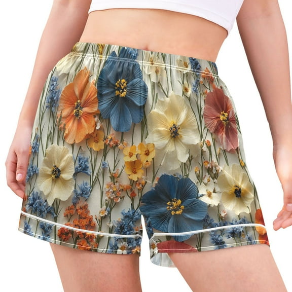 joogoo Women's Pajama Lounge Shorts Colorful Flower Bottoms Sleep Short XL