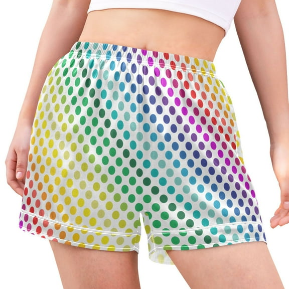 joogoo Women's Pajama Lounge Shorts Colorful Polka Dots in Lines Bottoms Sleep Short XL