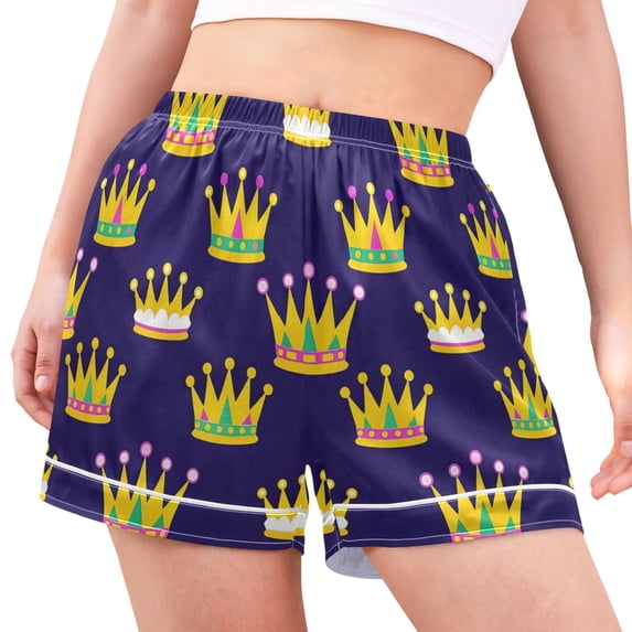 joogoo Women's Pajama Lounge Shorts Crown Pattern Bottoms Sleep Short M