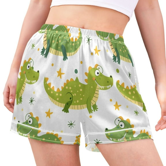joogoo Women's Pajama Lounge Shorts Cute Cartoon Crocodile Bottoms Sleep Short M
