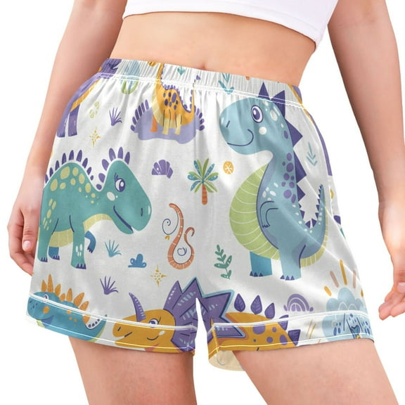 joogoo Women's Pajama Lounge Shorts Cute Cartoon Dinosaurs Bottoms Sleep Short L