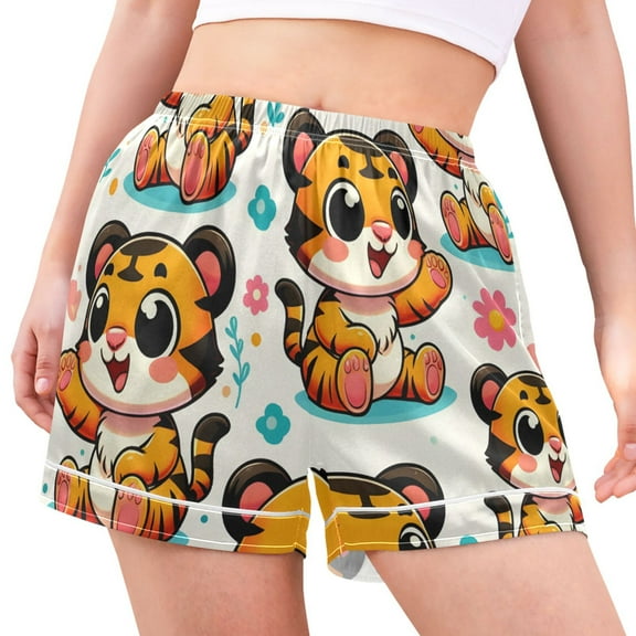 joogoo Women's Pajama Lounge Shorts Cute Cartoon Tigers Bottoms Sleep Short S