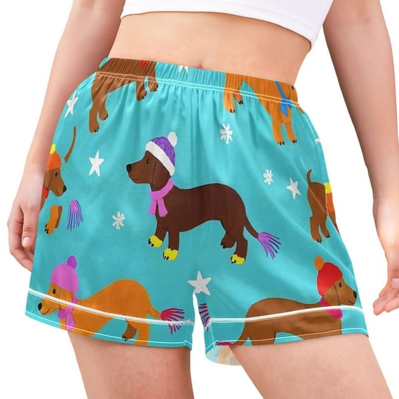 joogoo Women's Pajama Lounge Shorts Cute Dachshund Dog Bottoms Sleep Short M