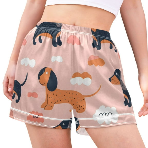 joogoo Women's Pajama Lounge Shorts Cute Dachshund Dogs Bottoms Sleep Short M