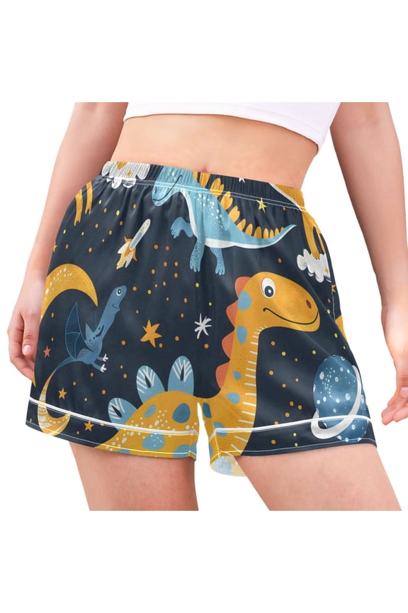 Women's Pajama Lounge Shorts Cute Dinosaurs in Space Bottoms Sleep Short XXL