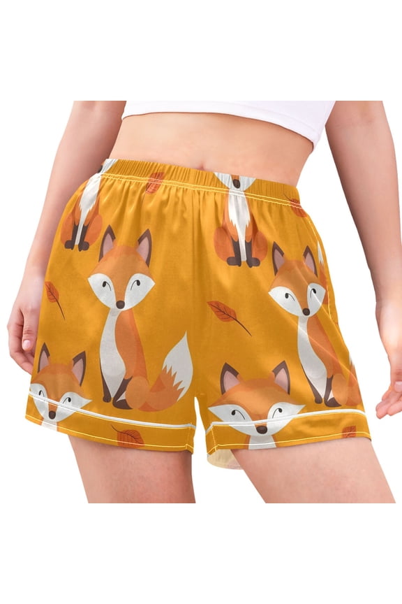 Women's Pajama Lounge Shorts Cute Fox Bottoms Sleep Short S