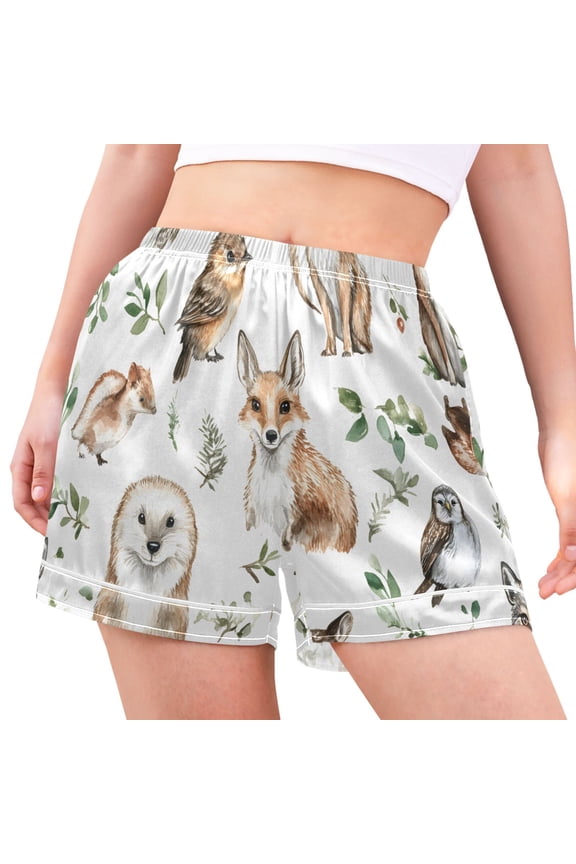 Women's Pajama Lounge Shorts Cute Fox Owls Bottoms Sleep Short XL