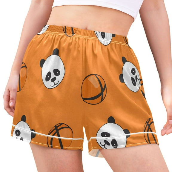 joogoo Women's Pajama Lounge Shorts Cute Panda and Basketball Bottoms Sleep Short M