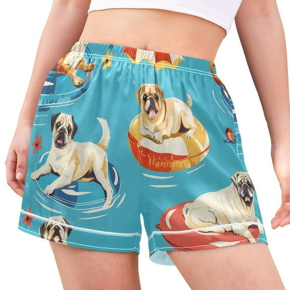 joogoo Women's Pajama Lounge Shorts Cute Puppies Dog Tropical Bottoms Sleep Short M