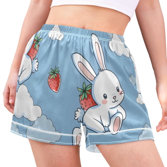 joogoo Women's Pajama Lounge Shorts Cute Rabbit Strawberry Bottoms Sleep Short S