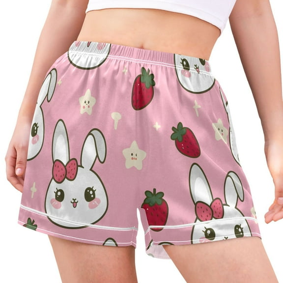 joogoo Women's Pajama Lounge Shorts Cute Rabbit Strawberry Star Bottoms Sleep Short XXL