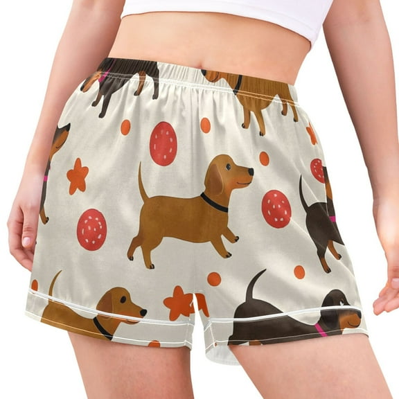 joogoo Women's Pajama Lounge Shorts Dachshund Dog Balls Bottoms Sleep Short M