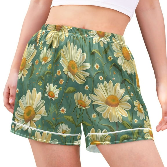 joogoo Women's Pajama Lounge Shorts Daisy Flowers Bottoms Sleep Short XL