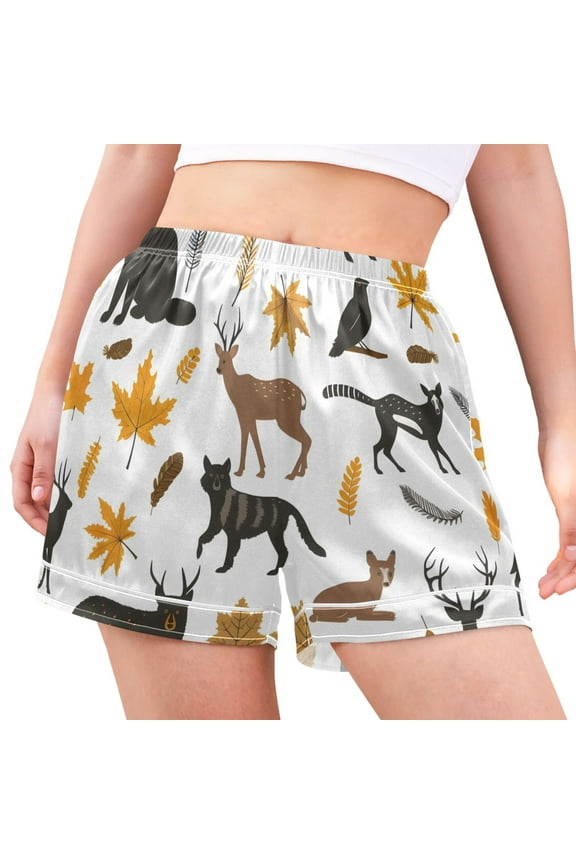 Women's Pajama Lounge Shorts Deers Leopards Leaves Bottoms Sleep Short XXL