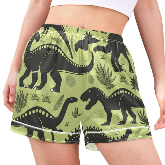 joogoo Women's Pajama Lounge Shorts Dinosaurs Forest Bottoms Sleep Short M