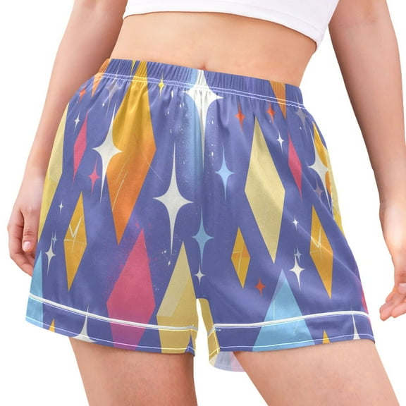joogoo Women's Pajama Lounge Shorts Dreamly Geometry Pattern Bottoms Sleep Short L