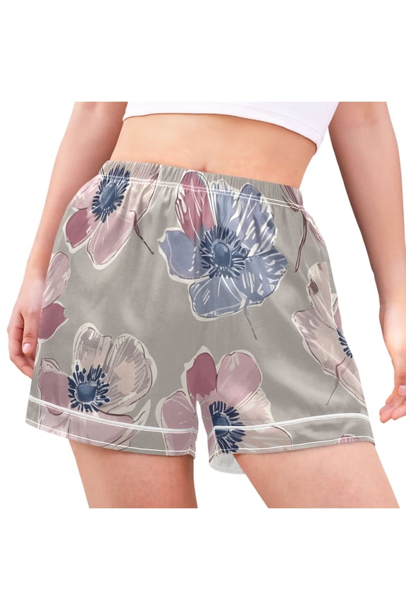 Women's Pajama Lounge Shorts Exotic Anemone Flower Bottoms Sleep Short S