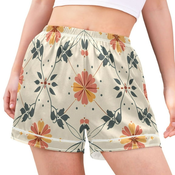 joogoo Women's Pajama Lounge Shorts Flower Bohemia Pattern Bottoms Sleep Short M