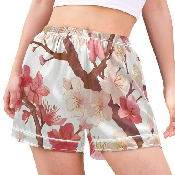 joogoo Women's Pajama Lounge Shorts Flower on Tree Bottoms Sleep Short M