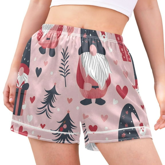 joogoo Women's Pajama Lounge Shorts Gnomes Christmas Bottoms Sleep Short M
