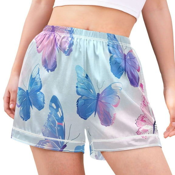 joogoo Women's Pajama Lounge Shorts Gradient Butterfly Bottoms Sleep Short M