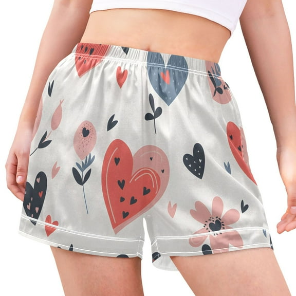 joogoo Women's Pajama Lounge Shorts Heart Valentine's Day Bottoms Sleep Short M
