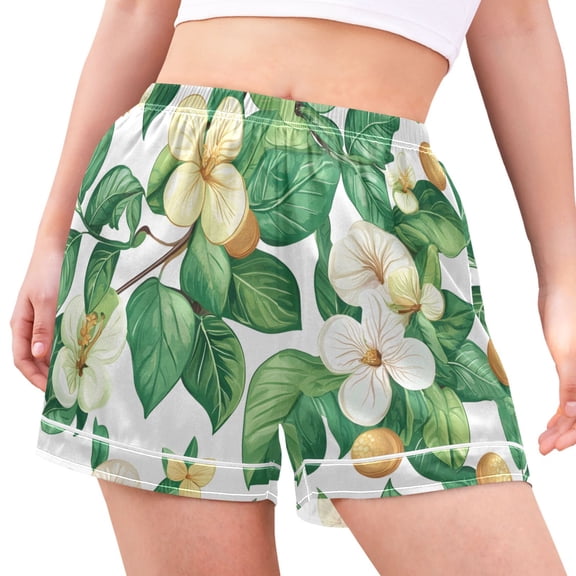 joogoo Women's Pajama Lounge Shorts Jasmine Flowers Bottoms Sleep Short XXL