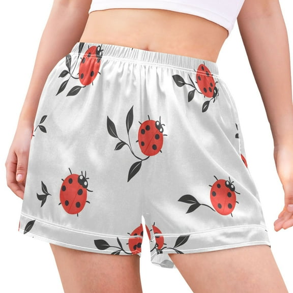 joogoo Women's Pajama Lounge Shorts Ladybugs Leaves Bottoms Sleep Short XL
