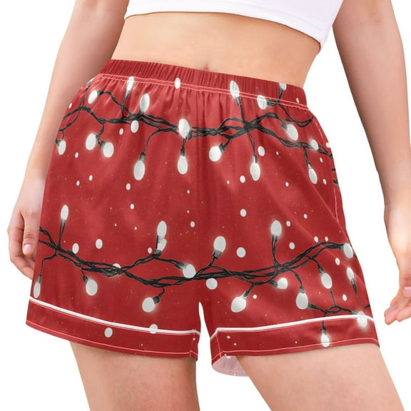 joogoo Women's Pajama Lounge Shorts Lights in Christmas Bottoms Sleep Short M