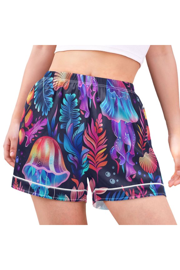 Women's Pajama Lounge Shorts Magic Jellyfish and Seaweed Bottoms Sleep Short L